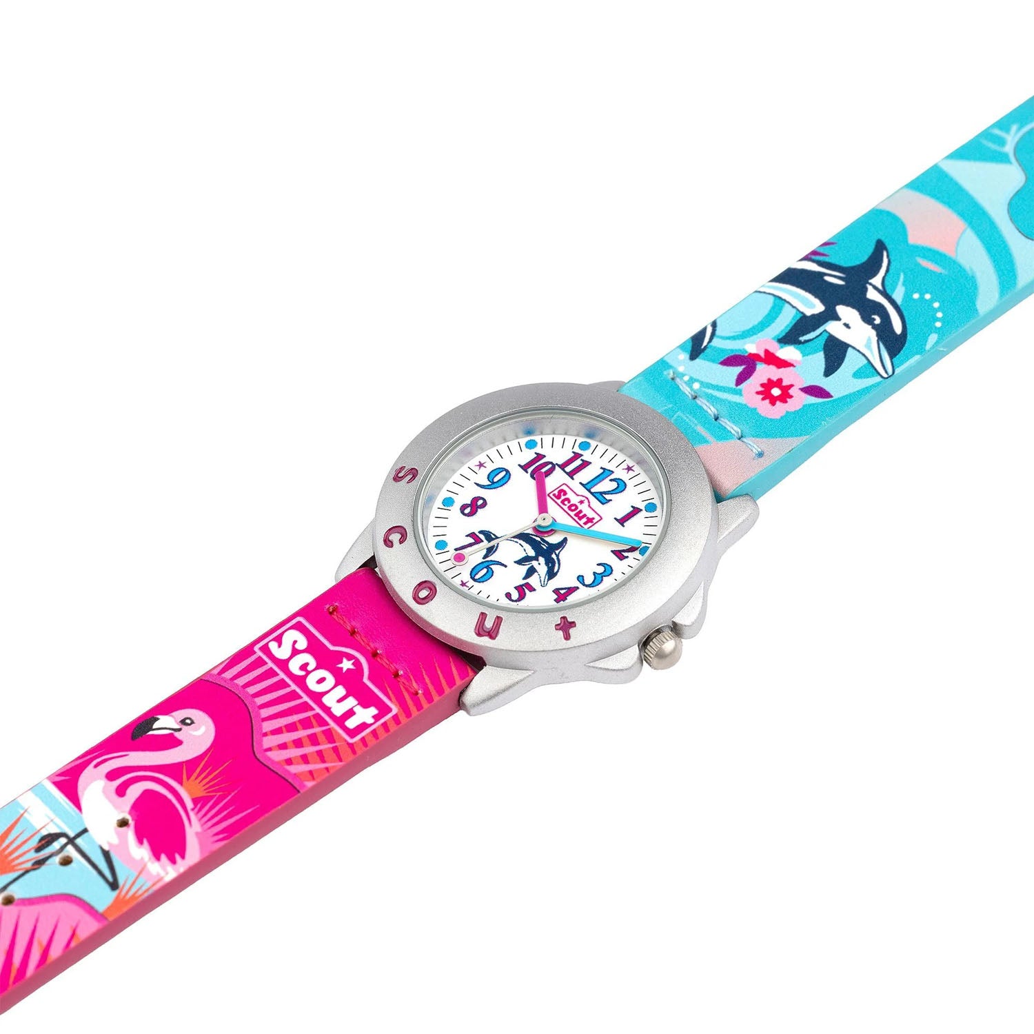 Scout Kinderuhr Star Kids Blumen, Wal & Flamingo-Motiven