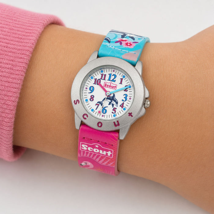 Scout Kinderuhr Star Kids Blumen, Wal & Flamingo-Motiven