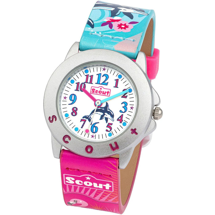 Scout Kinderuhr Star Kids Blumen, Wal & Flamingo-Motiven