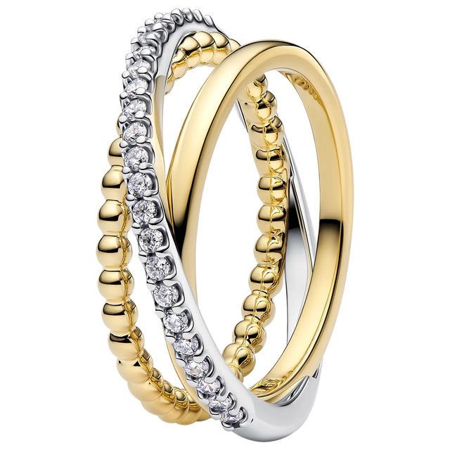 Pandora Gekreuzter Dreifach-Bandring mit Kugeln und Pavé