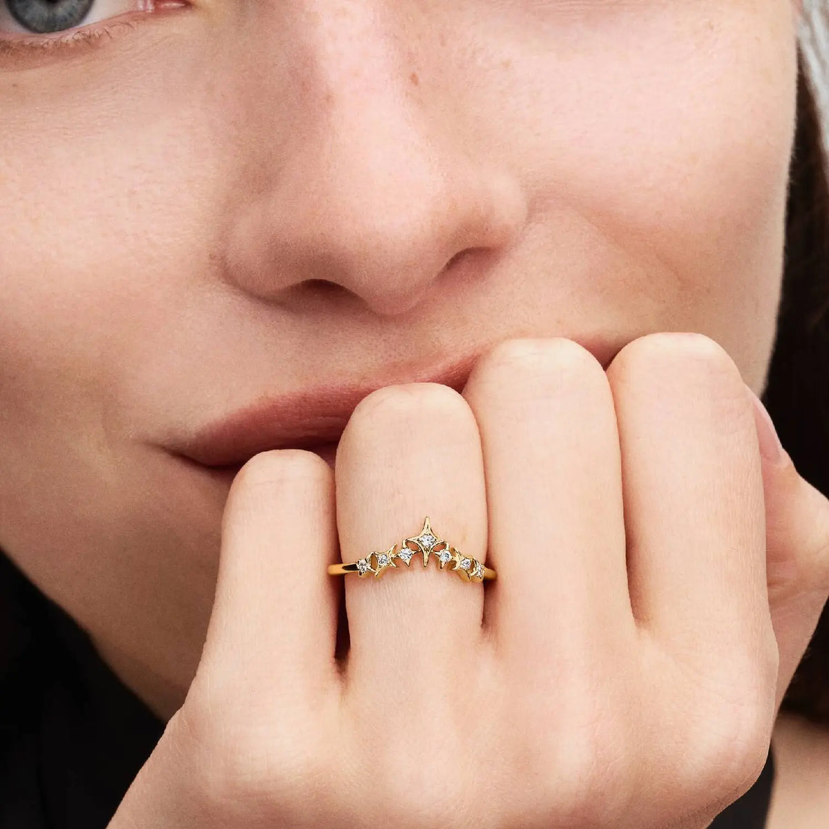 Pandora Tiara Sterne Ring Goldfarben