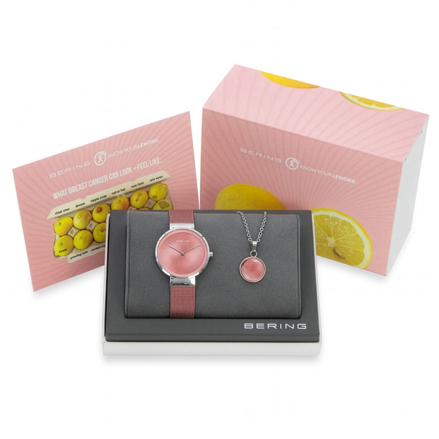 BERING Set Pink Shimmer Damenuhr & Halskette