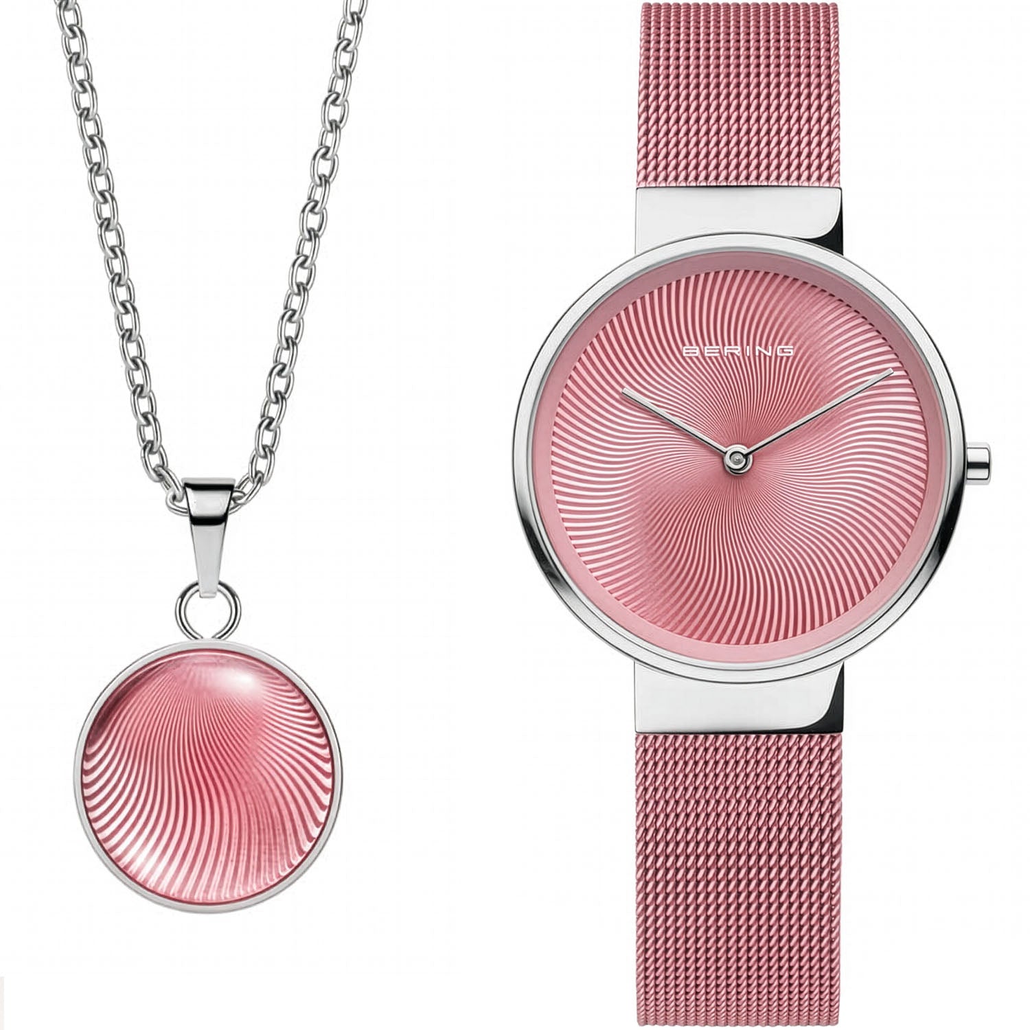 BERING Set Pink Shimmer Damenuhr & Halskette