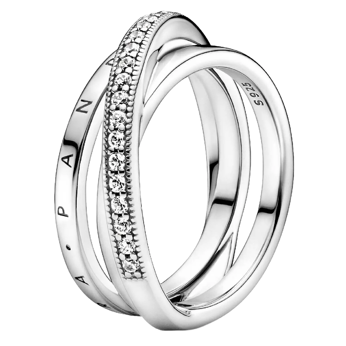 Pandora Dreifach gekreuzter Pavé-Ring