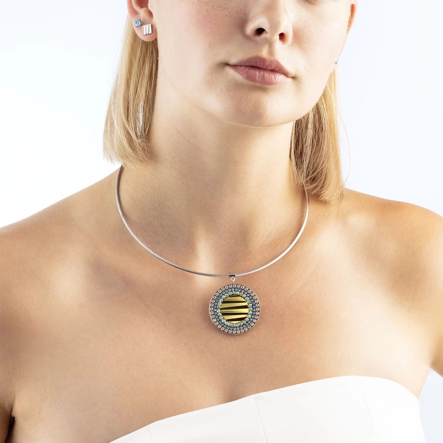 Coeur De Lion Halskette Amulett Glam Waves Silber-Multicolor Pastell