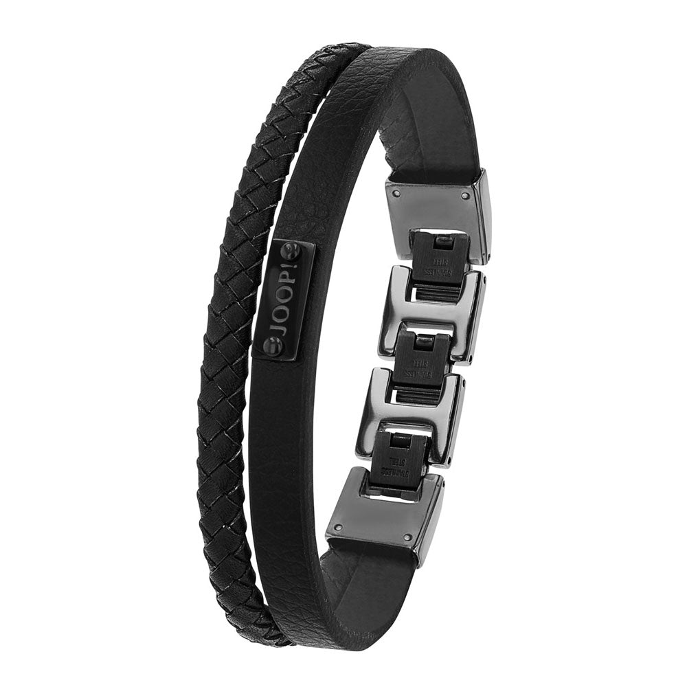 JOOP! Herren Armband Leder & Edelstahl