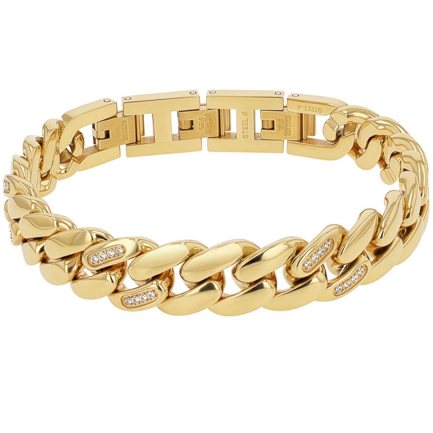 JOOP! Damen Panzer-Armband Edelstahl vergoldet