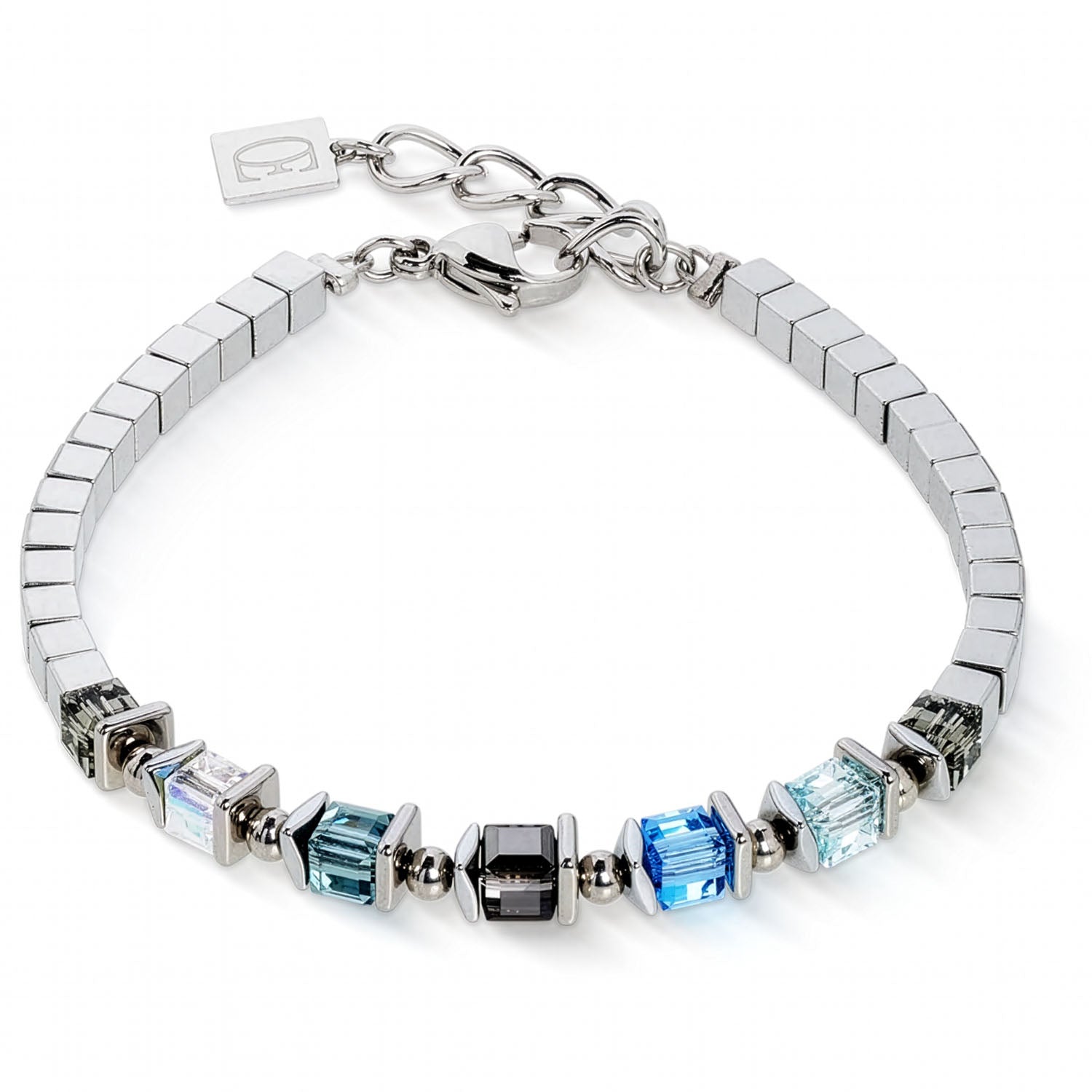 Coeur De Lion Armband Sparkling Cubes Fusion Chain Silber-Blau