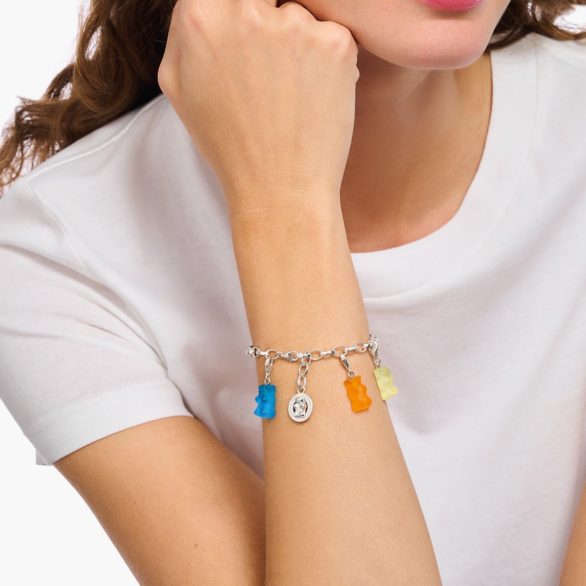 Thomas Sabo Charm-Goldbären-Anhänger in Blau Silber - Original