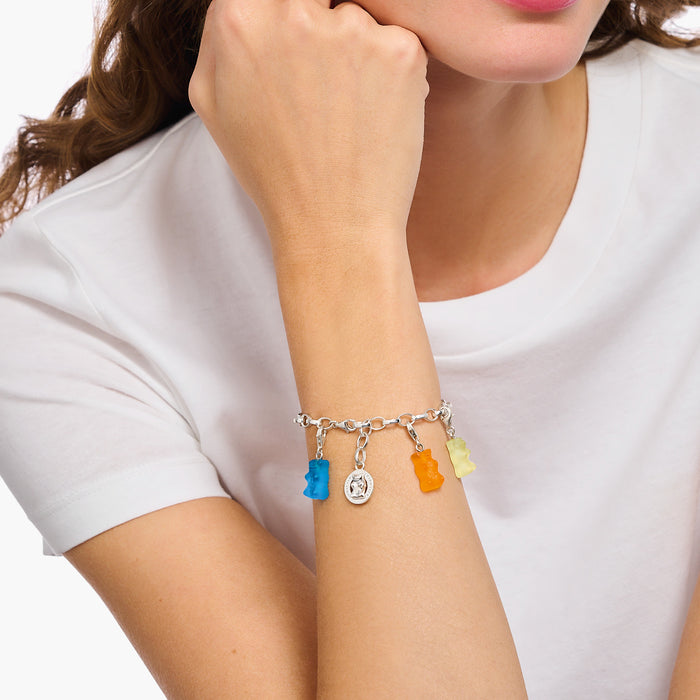 Thomas Sabo Charm-Goldbären-Anhänger in Blau Silber - Original