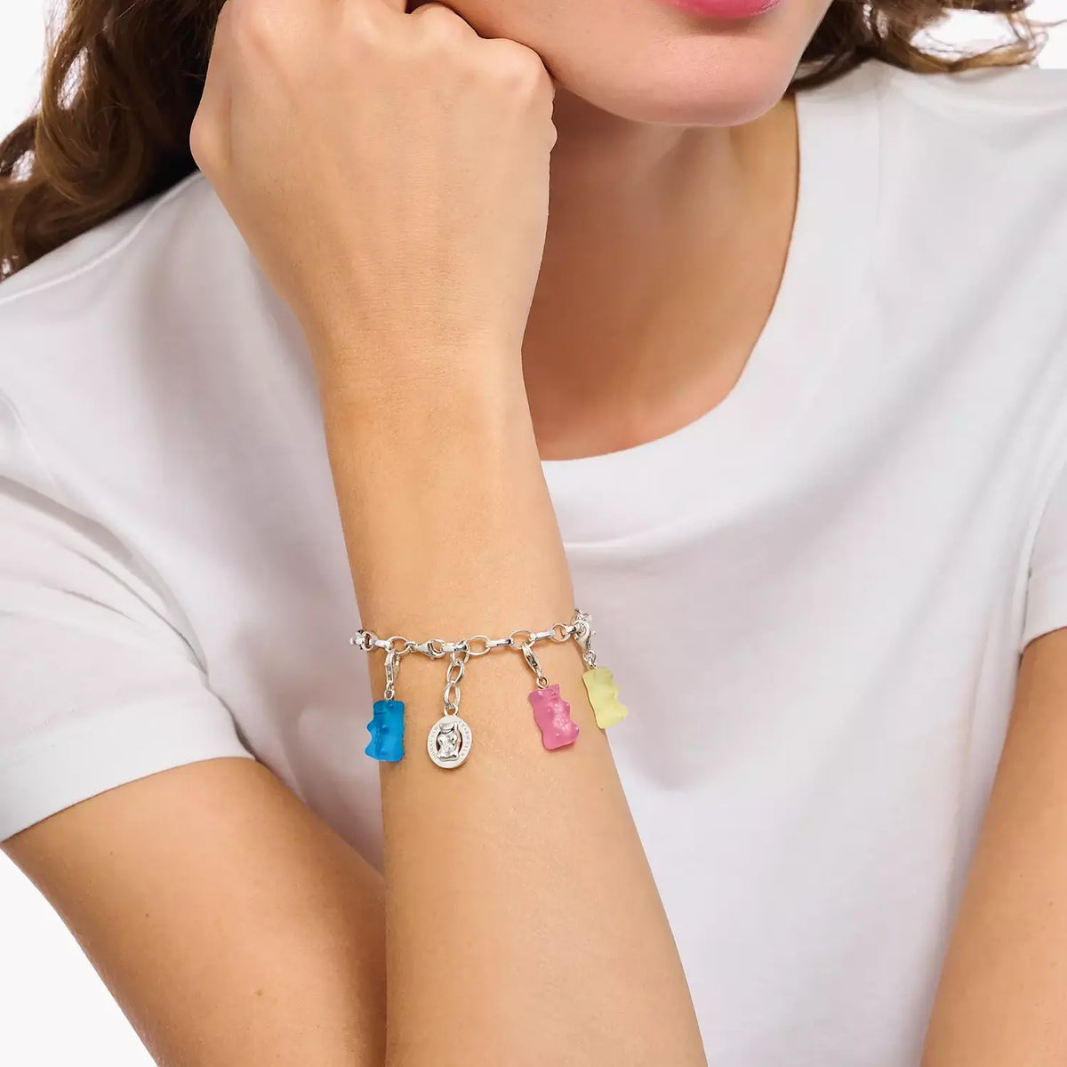 Thomas Sabo Charm-Goldbären-Anhänger in Pink Silber - Original