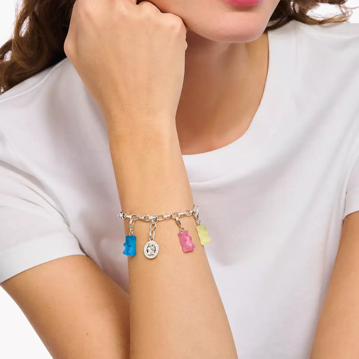 Thomas Sabo Charm-Goldbären-Anhänger in Pink Silber - Original