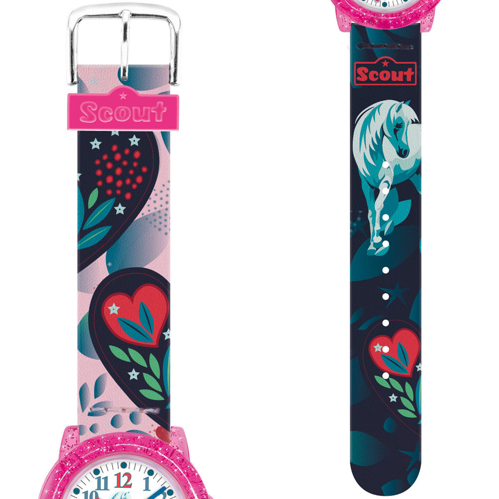 Scout Kinderuhr Crystal Pferd, Blumen, Herz
