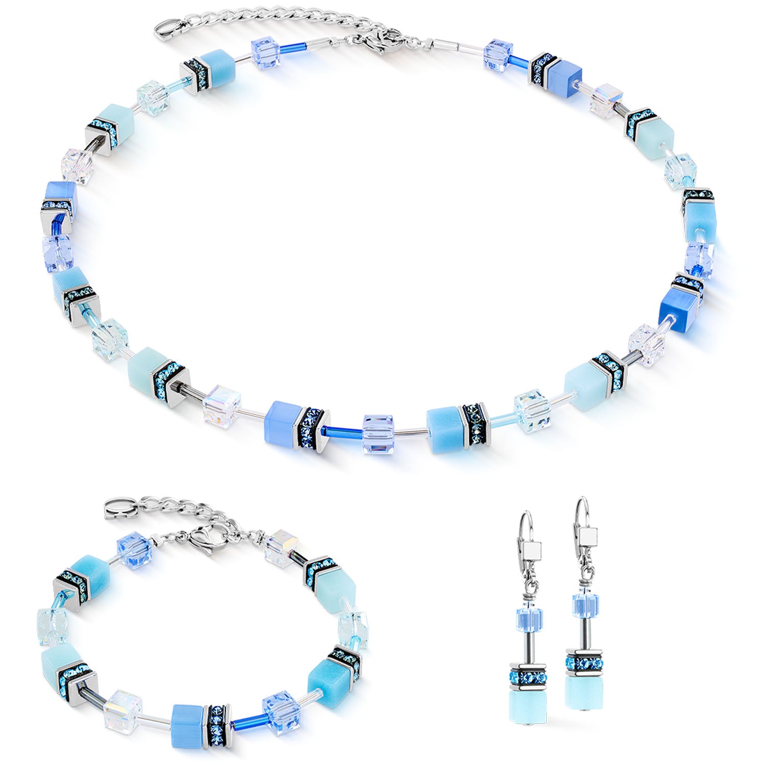 GeoCUBE® Iconic Ohrringe Aqua-Blau