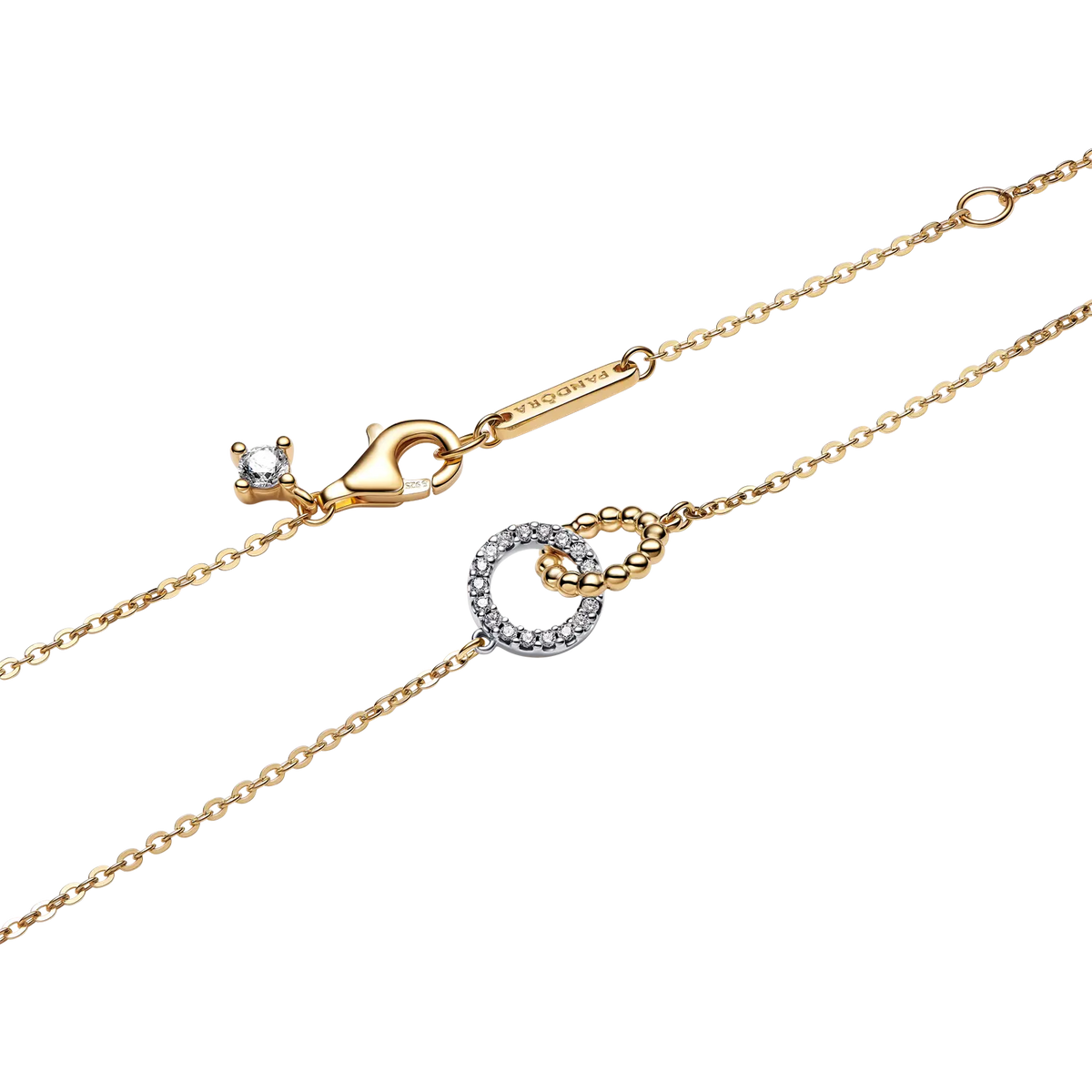 Pandora Verschlungene Kreise Halskette mit Kugeln und Pavé