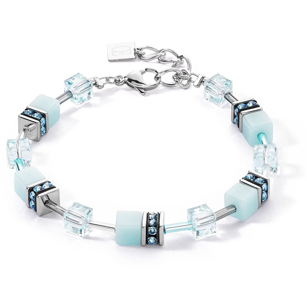 GeoCUBE® Iconic Mono Silber Armband Eisblau