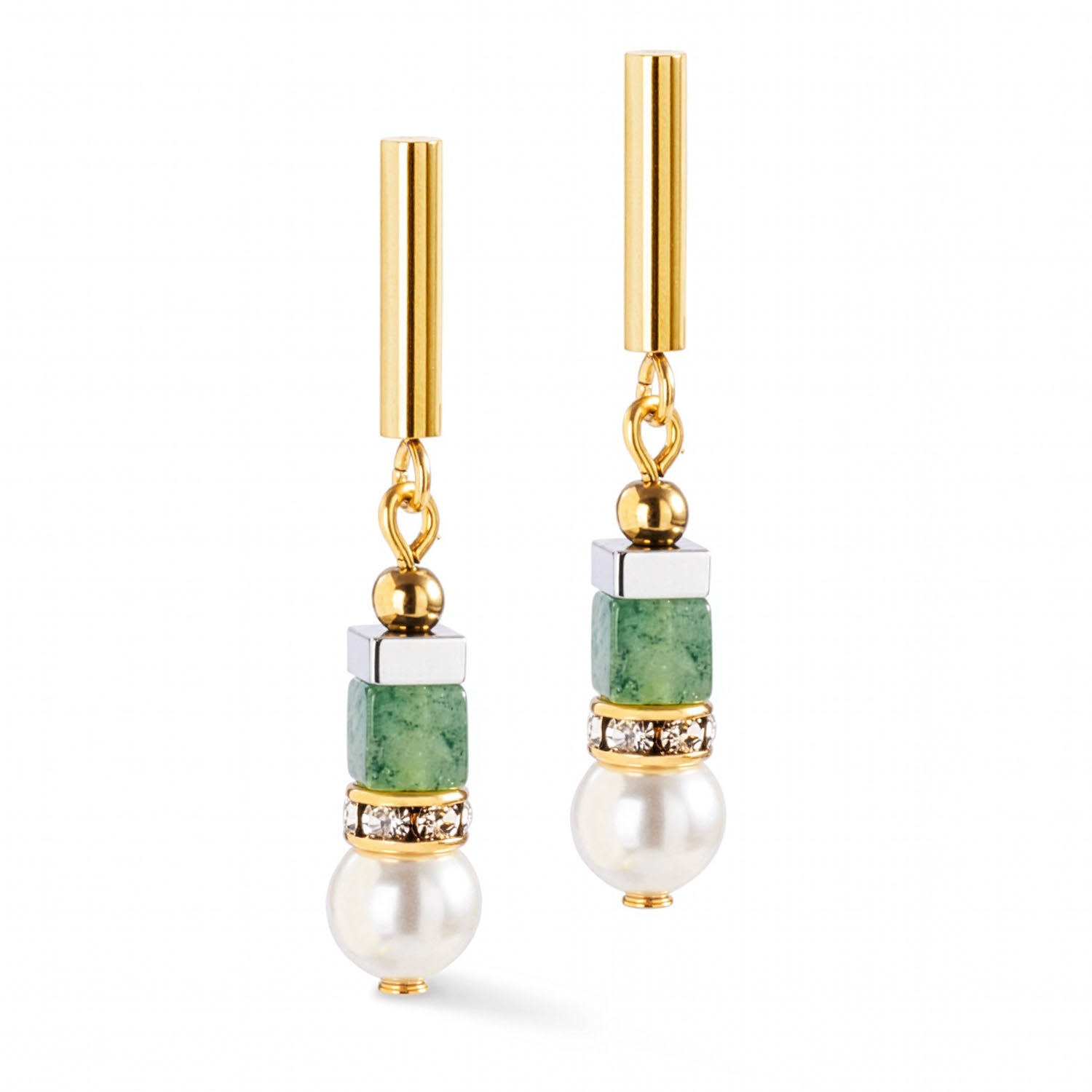 Coeur De Lion Precious Fusion Offset Ohrringe Gold-Grün
