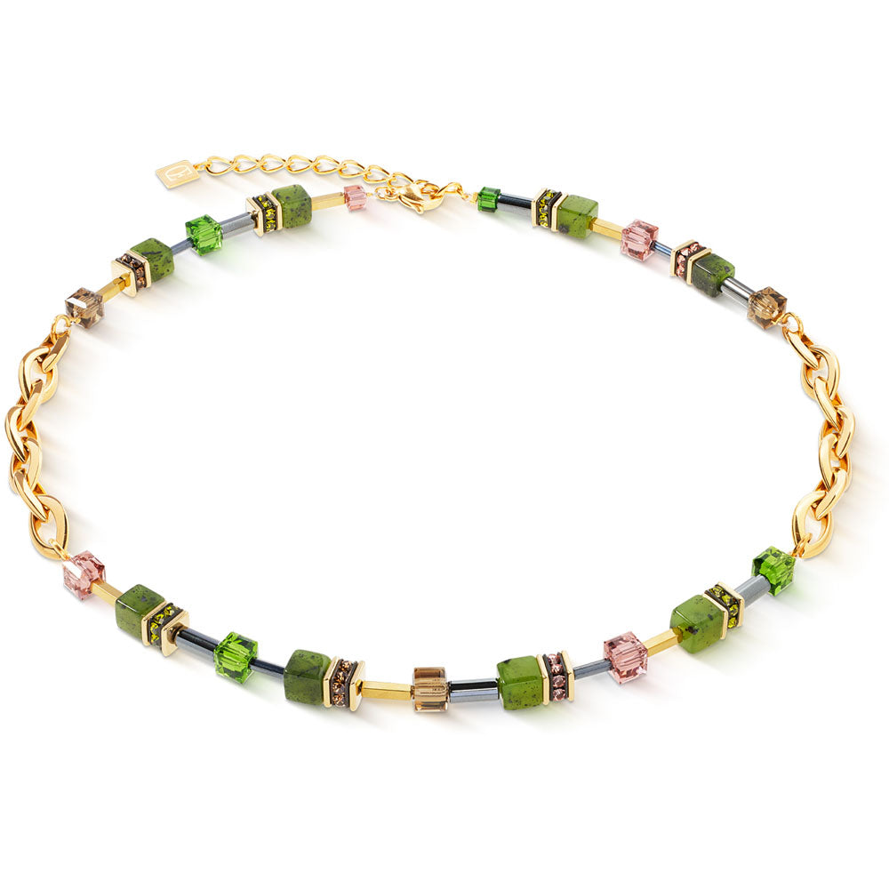 GeoCUBE® Chunky Chain Halskette Gold-Grün