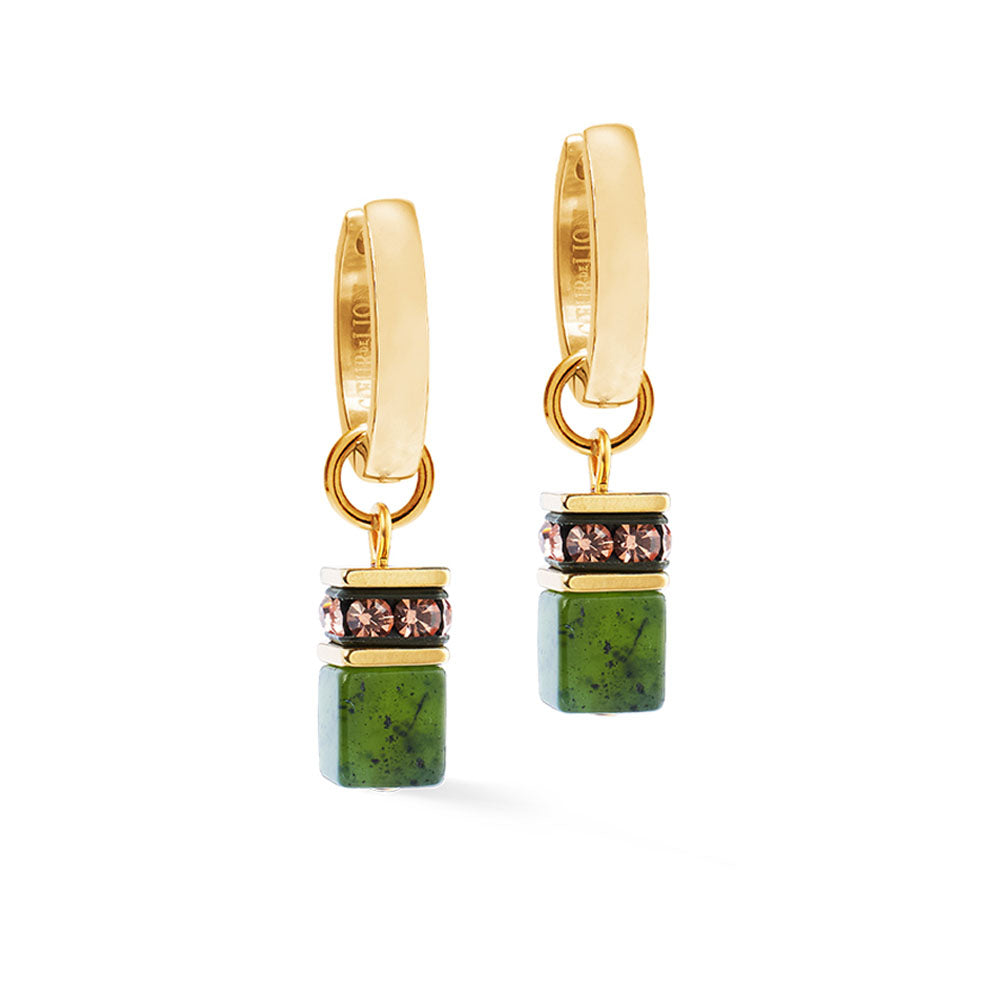 GeoCUBE® Chunky Chain Creolen Gold-Grün