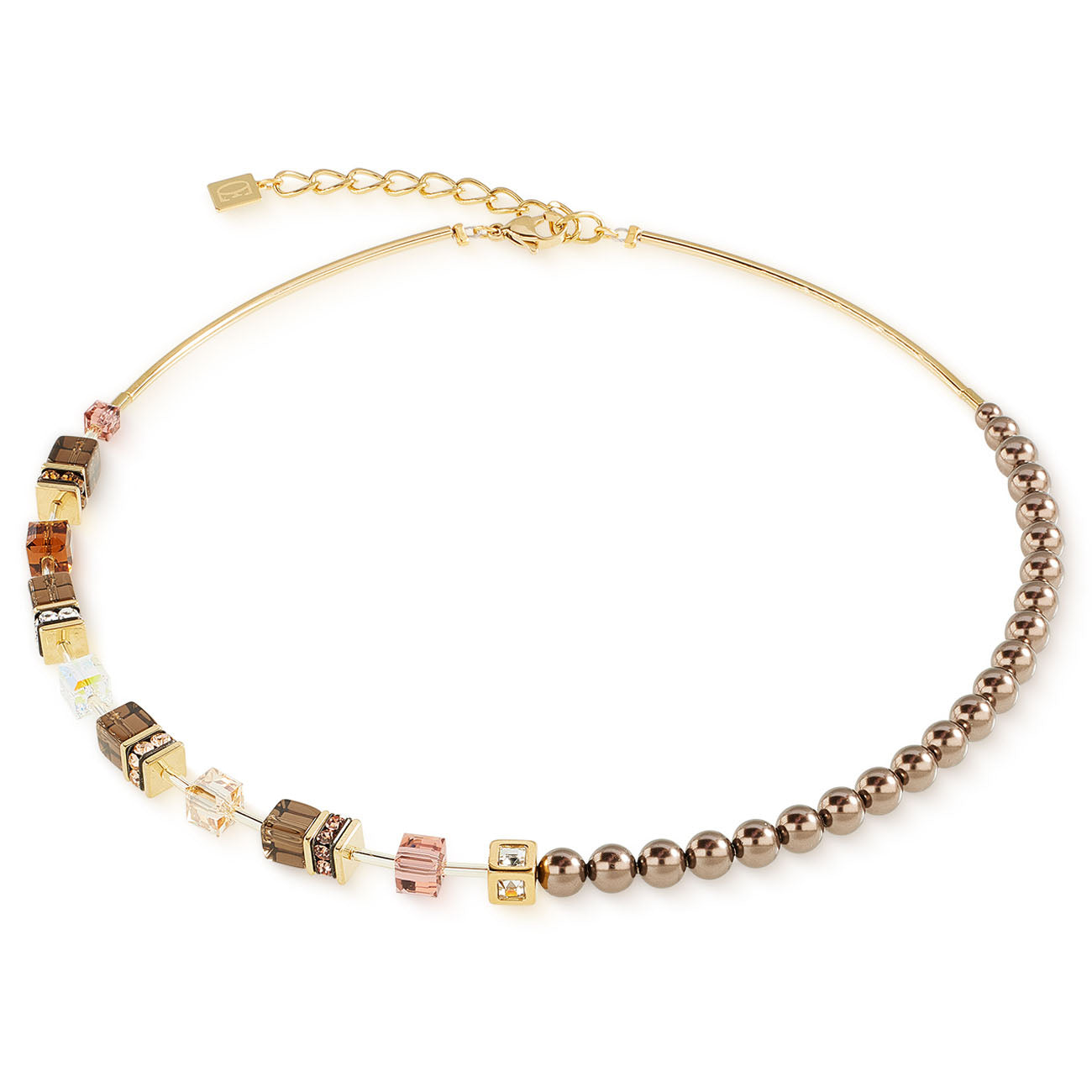 GeoCUBE® Precious Fusion Pearls Halskette Mocha Mousse
