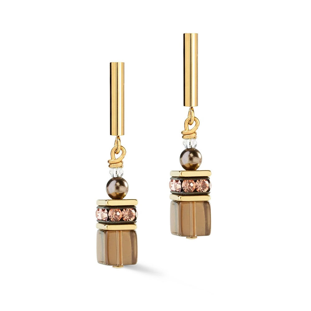 GeoCUBE® Precious Fusion Pearls Ohrringe Mocha Mousse