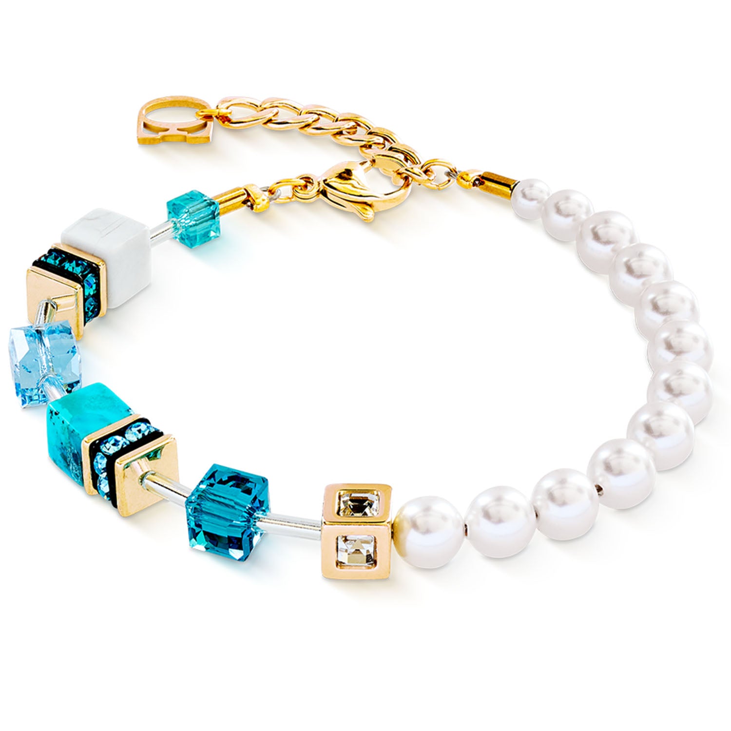 GeoCUBE® Precious Fusion Pearls Armband Türkis