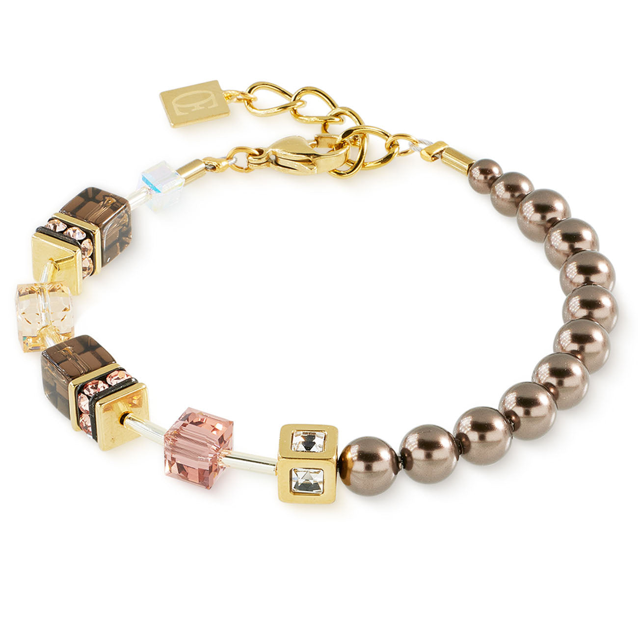 GeoCUBE® Precious Fusion Pearls Armband Mocha Mousse