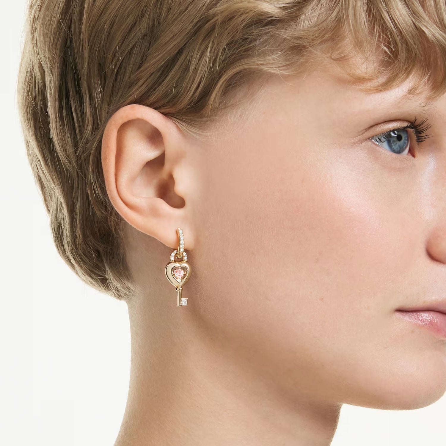 Swarovski Idyllia Herz mit Schlüssel Drop-Ohrhänger mit Ohrspange