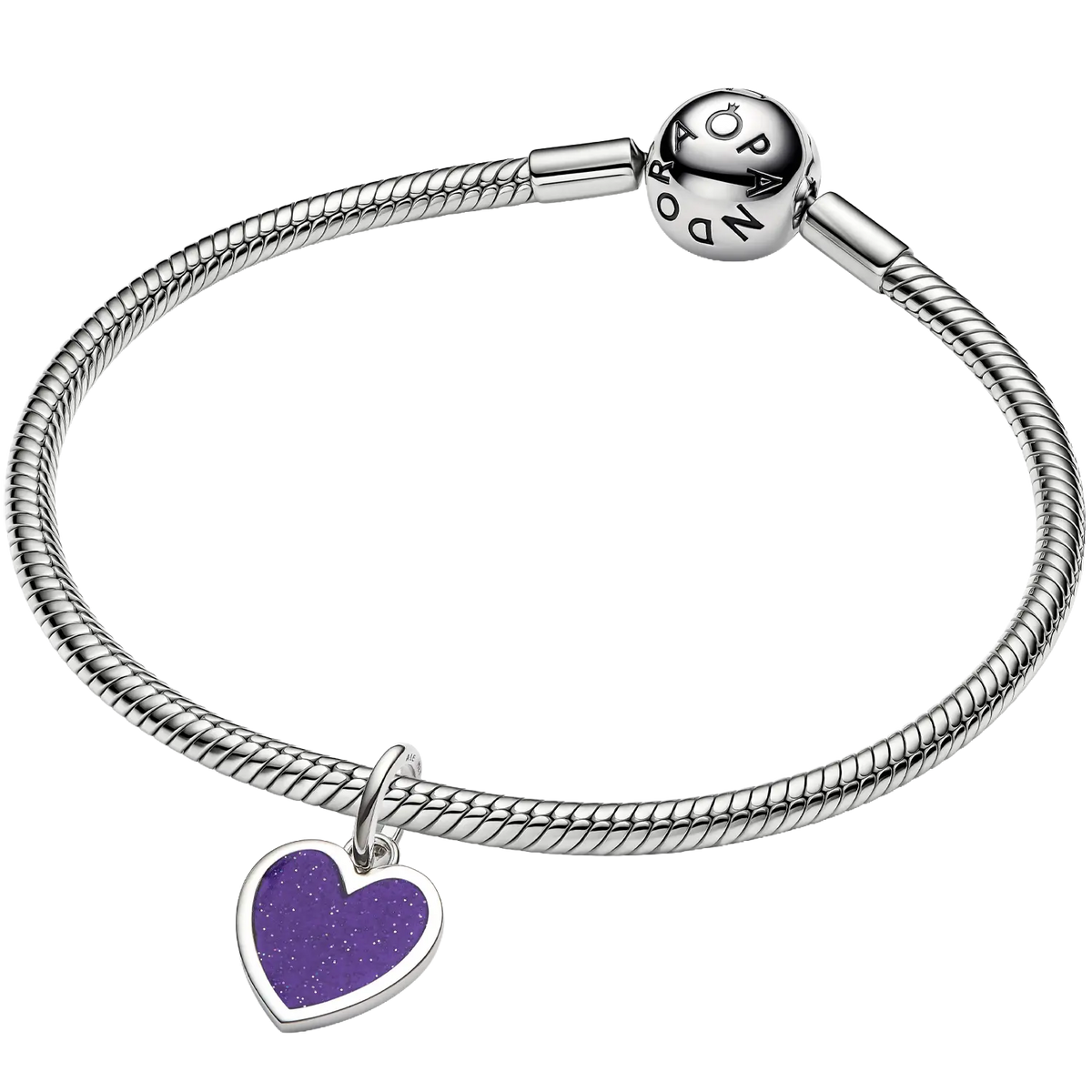 Pandora Moments Gravierbares Violettes Herz Charm-Anhänger