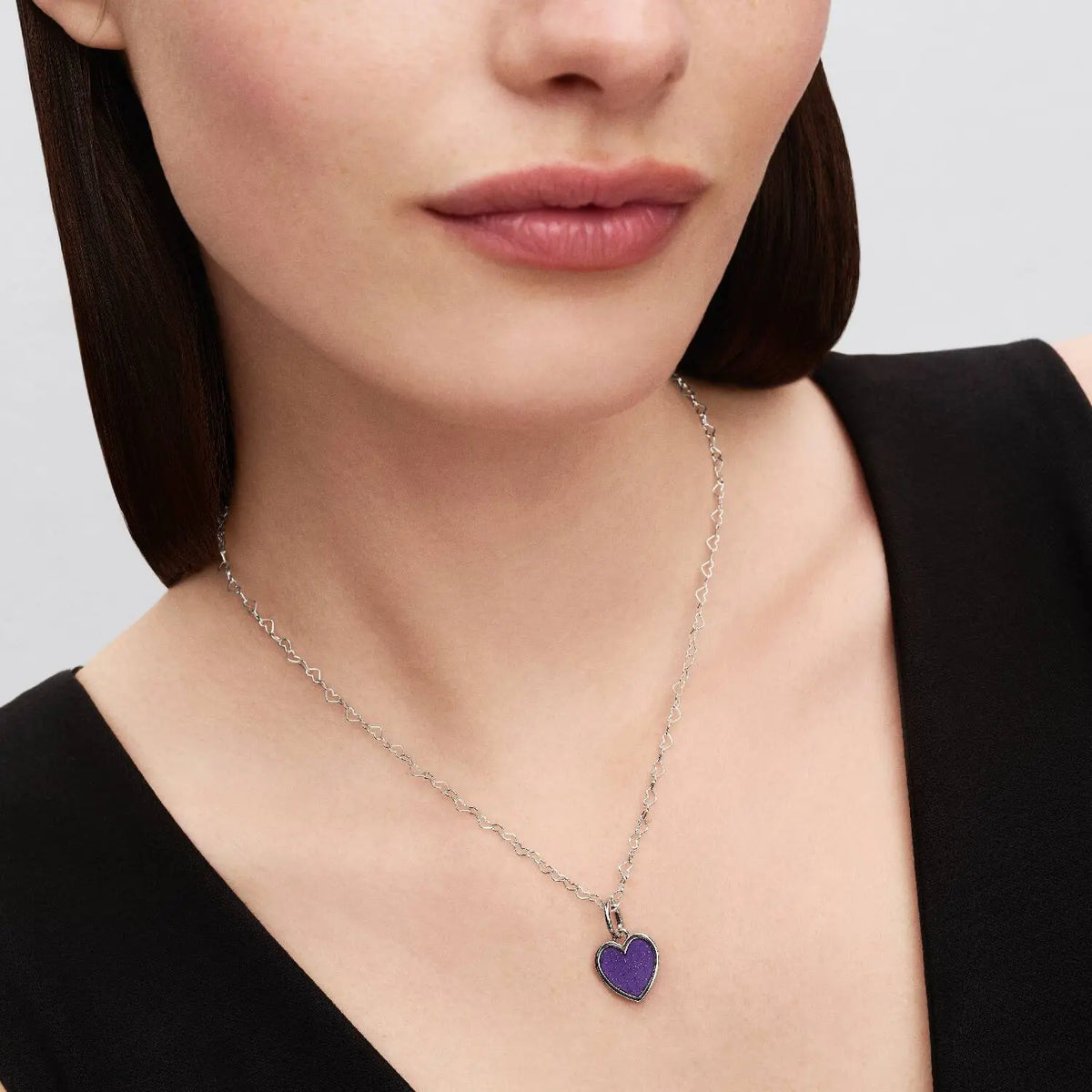 Pandora Gravierbares Violettes Herz Charm-Anhänger