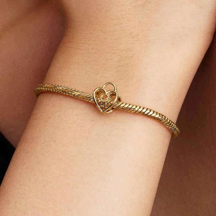 Pandora Offen gearbeitetes Herz Vorhängeschloss Charm