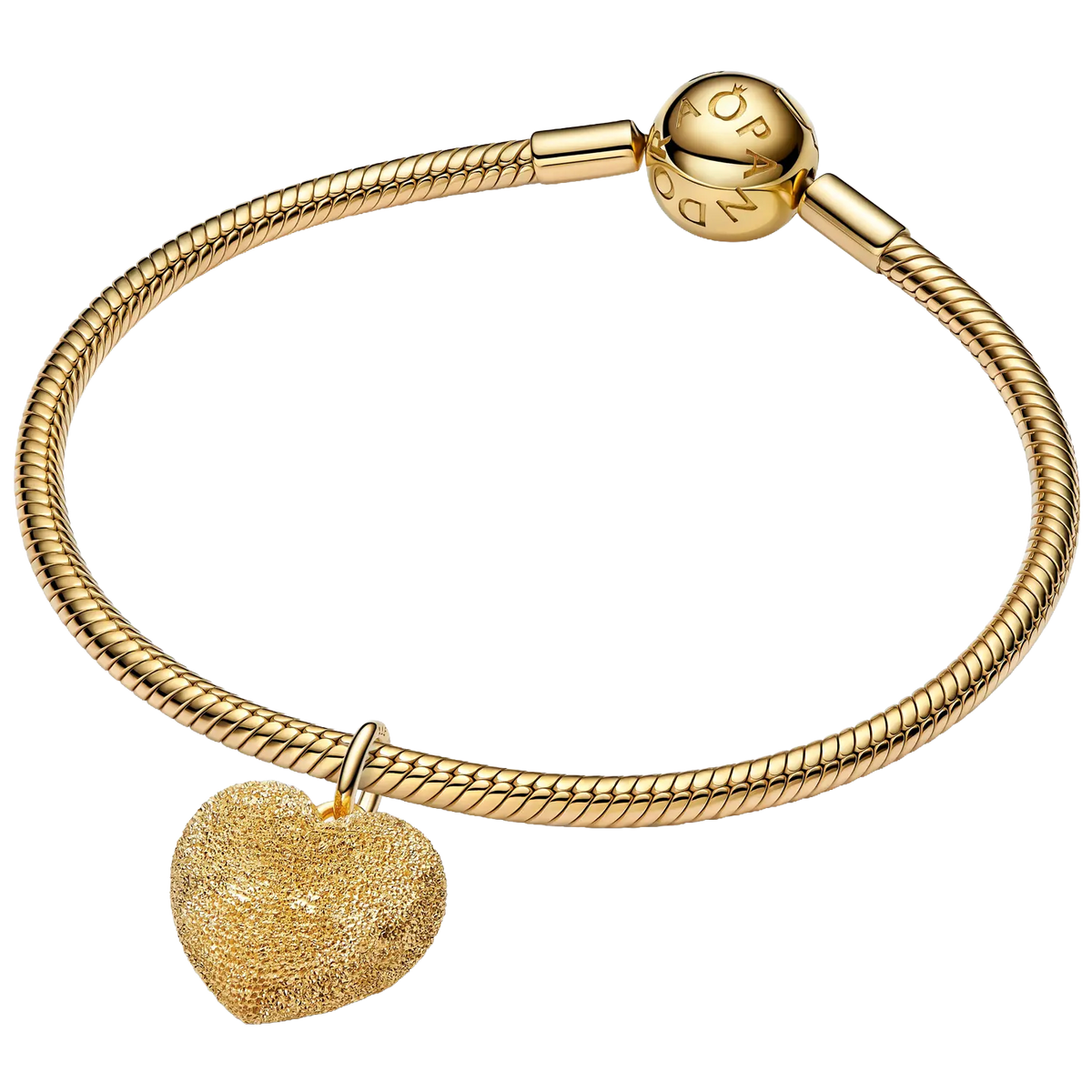 Pandora Moments Strukturiertes Puffy Herz Charm-Anhänger
