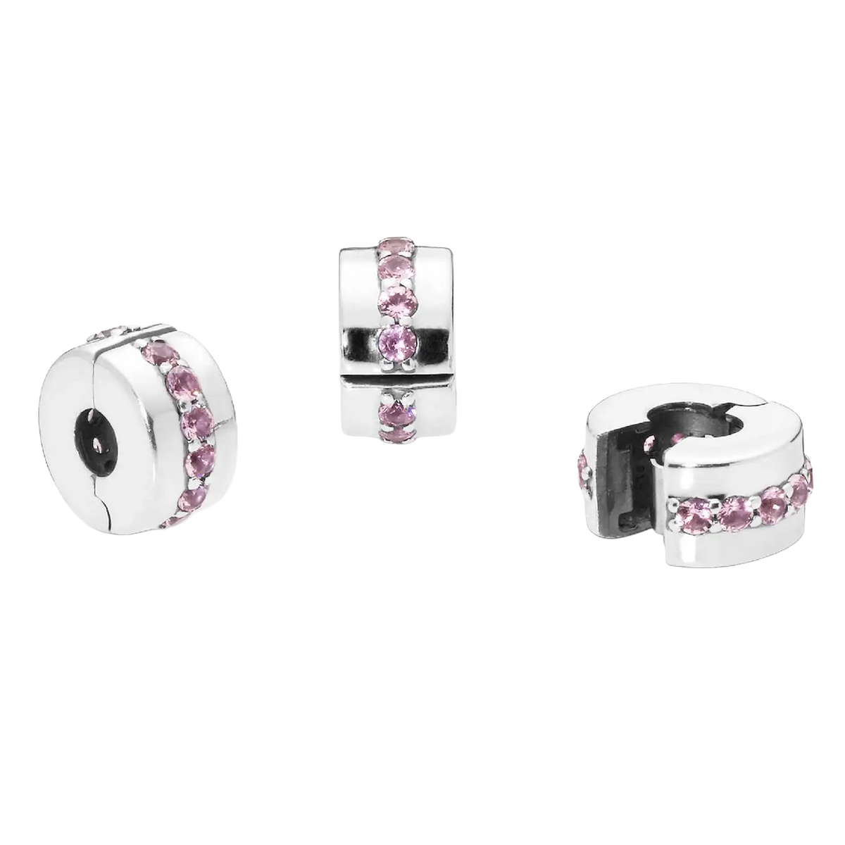 Pandora Moments Rosafarbene funkelnde Linie Clip-Charm