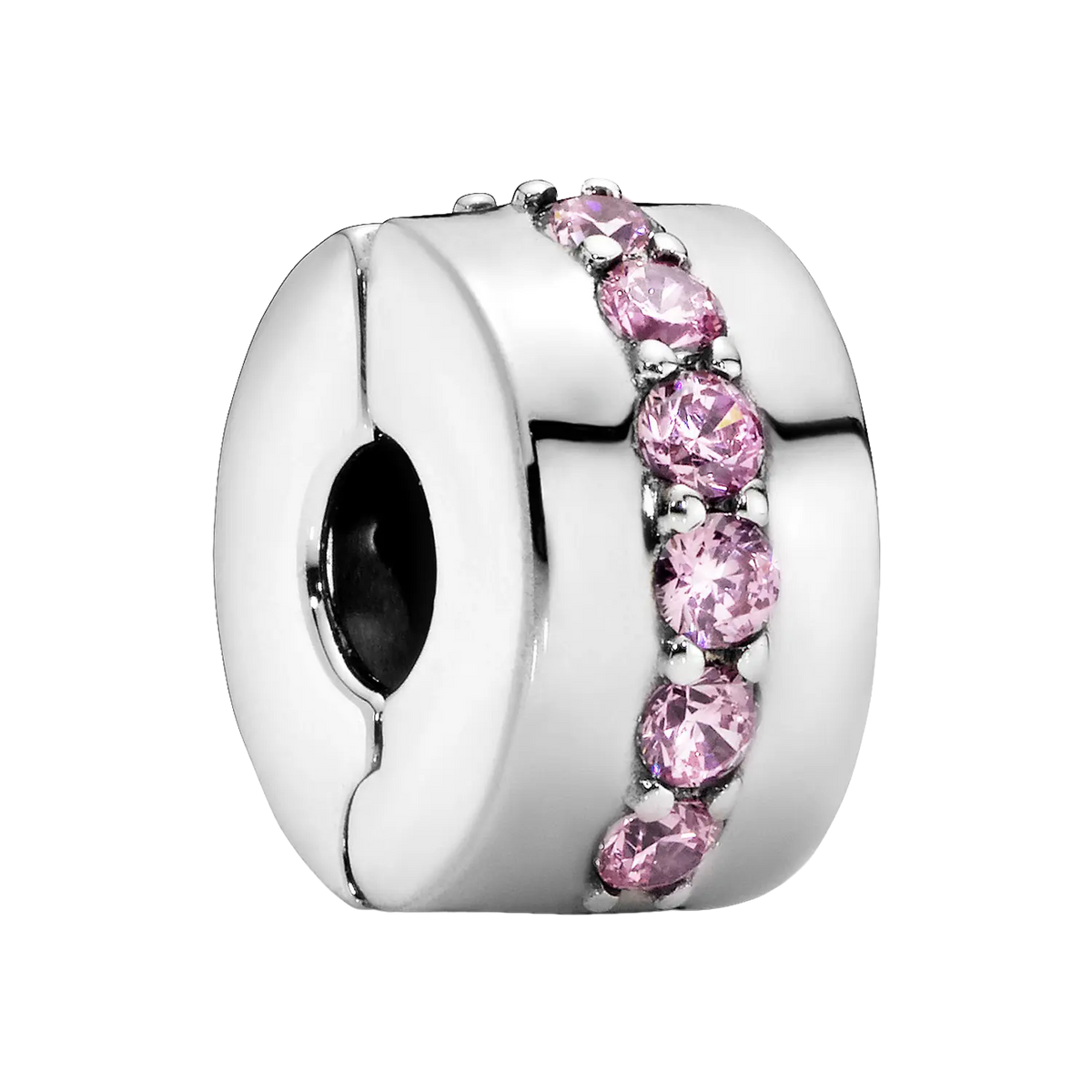 Pandora Moments Rosafarbene funkelnde Linie Clip-Charm
