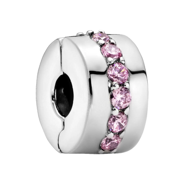 Pandora Moments Rosafarbene funkelnde Linie Clip-Charm