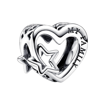 Pandora Moments Offen gearbeitetes Familie Herz & Stern Charm