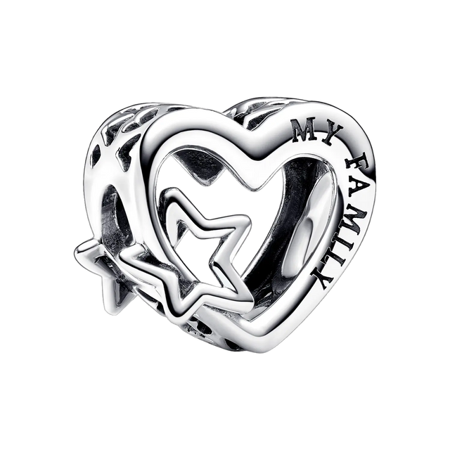 Pandora Moments Offen gearbeitetes Familie Herz & Stern Charm