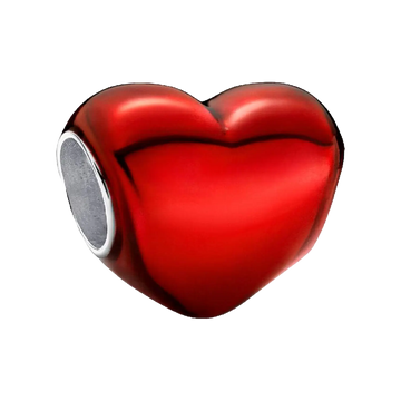 Pandora Moments Rotes Metallic-Herz Charm