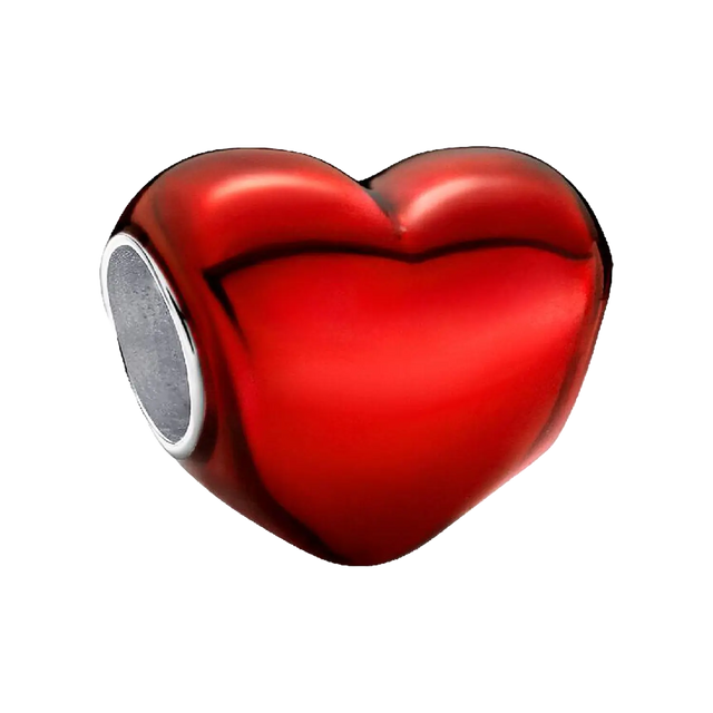 Pandora Moments Rotes Metallic-Herz Charm