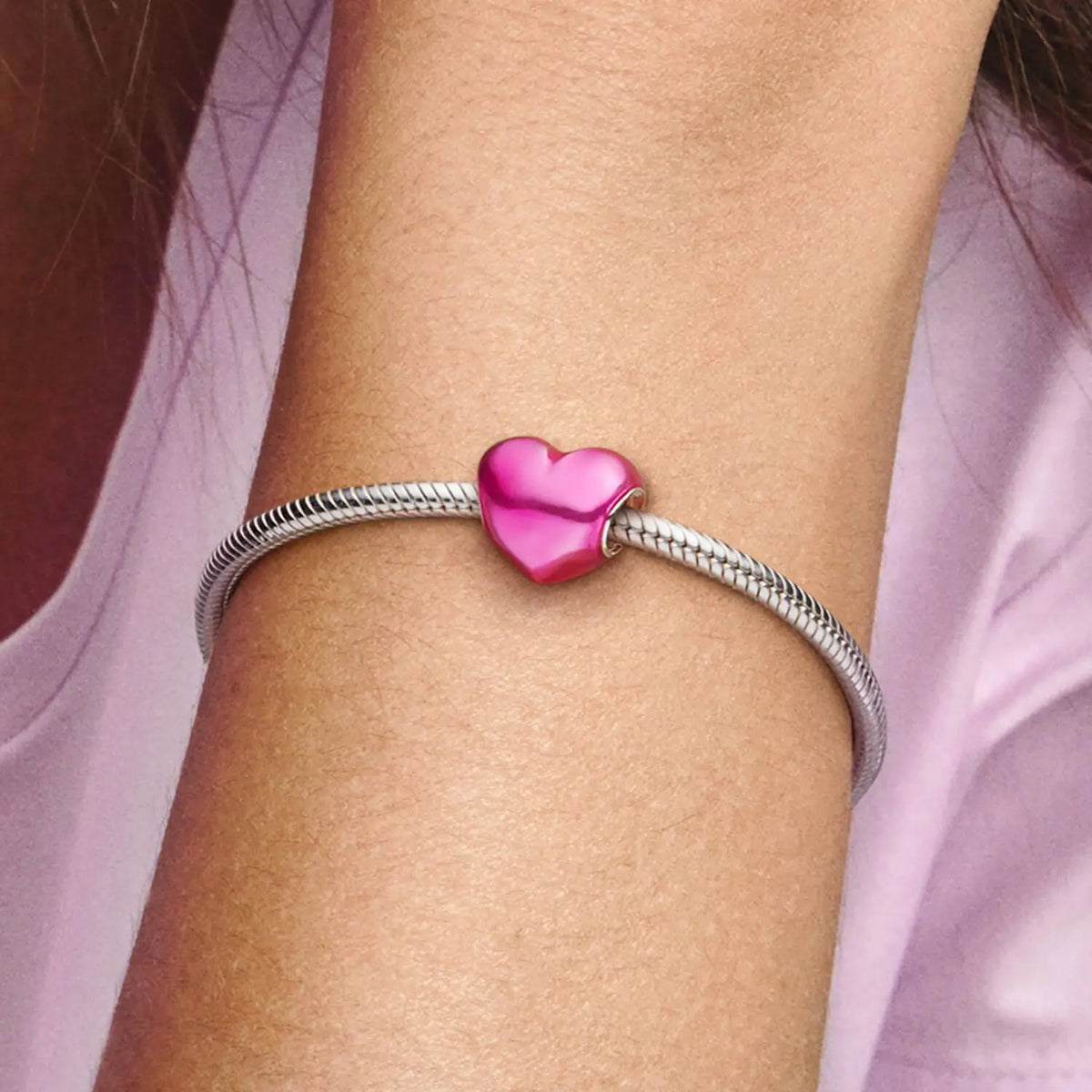 Pandora Moments Metallic Rosafarbenes Herz Charm