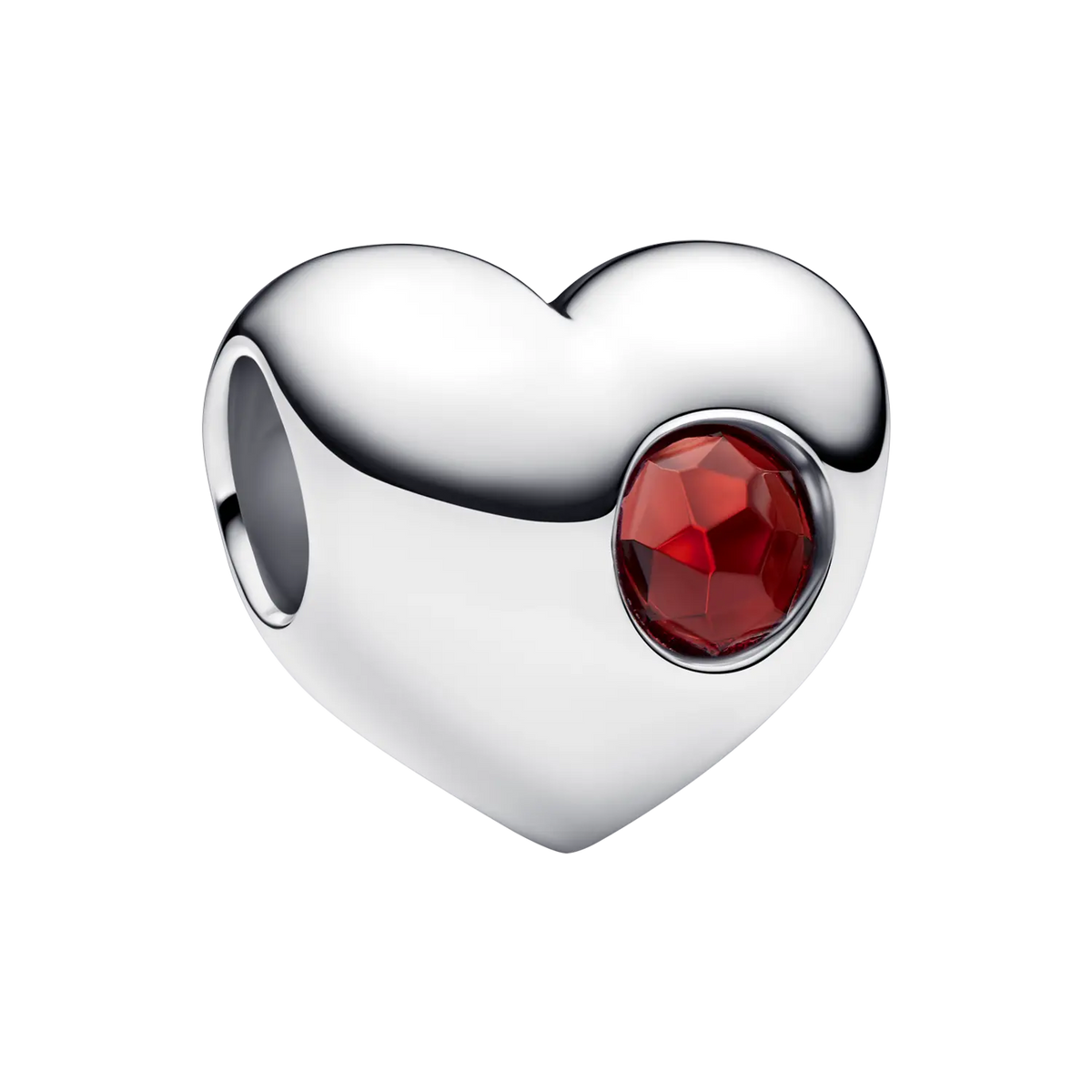 Pandora Moments Gravierbares Herz-Charm Roter Stein