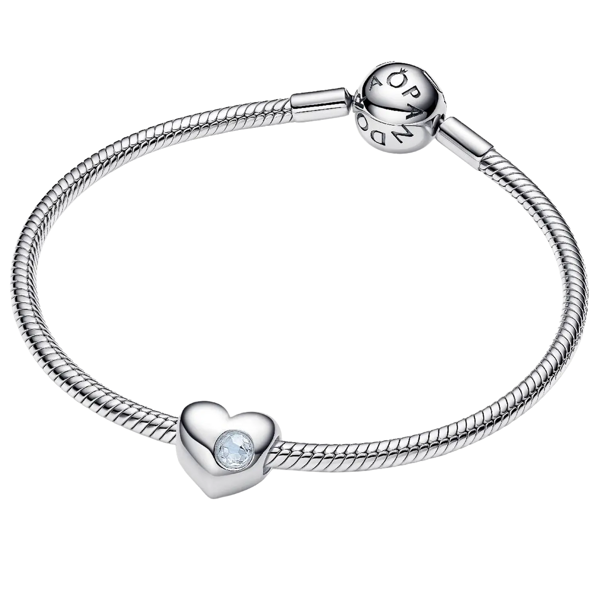 Pandora Moments Gravierbares Aquablauer Stein Herz-Charm