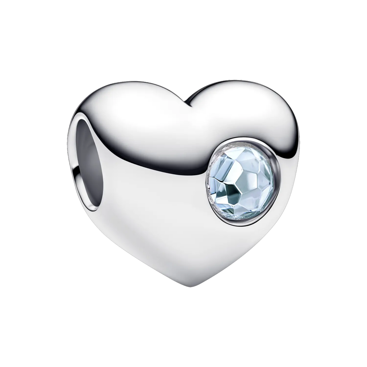 Pandora Moments Gravierbares Aquablauer Stein Herz-Charm