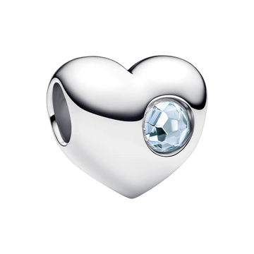 Pandora Moments Gravierbares Aquablauer Stein Herz-Charm