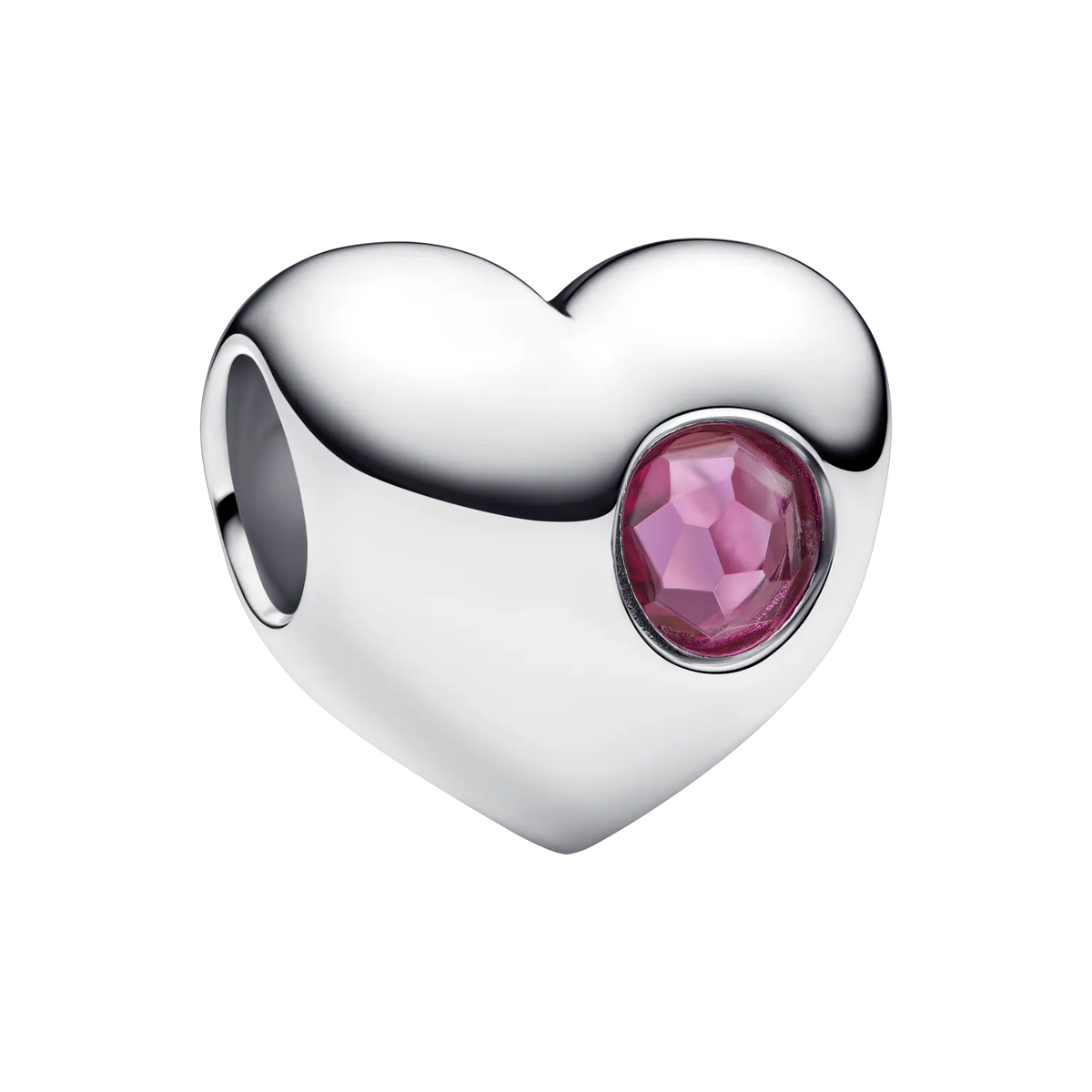 Pandora Moments Gravierbares rosafarbenes Stein-Herz Charm