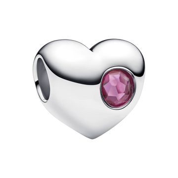 Pandora Moments Gravierbares rosafarbenes Stein-Herz Charm