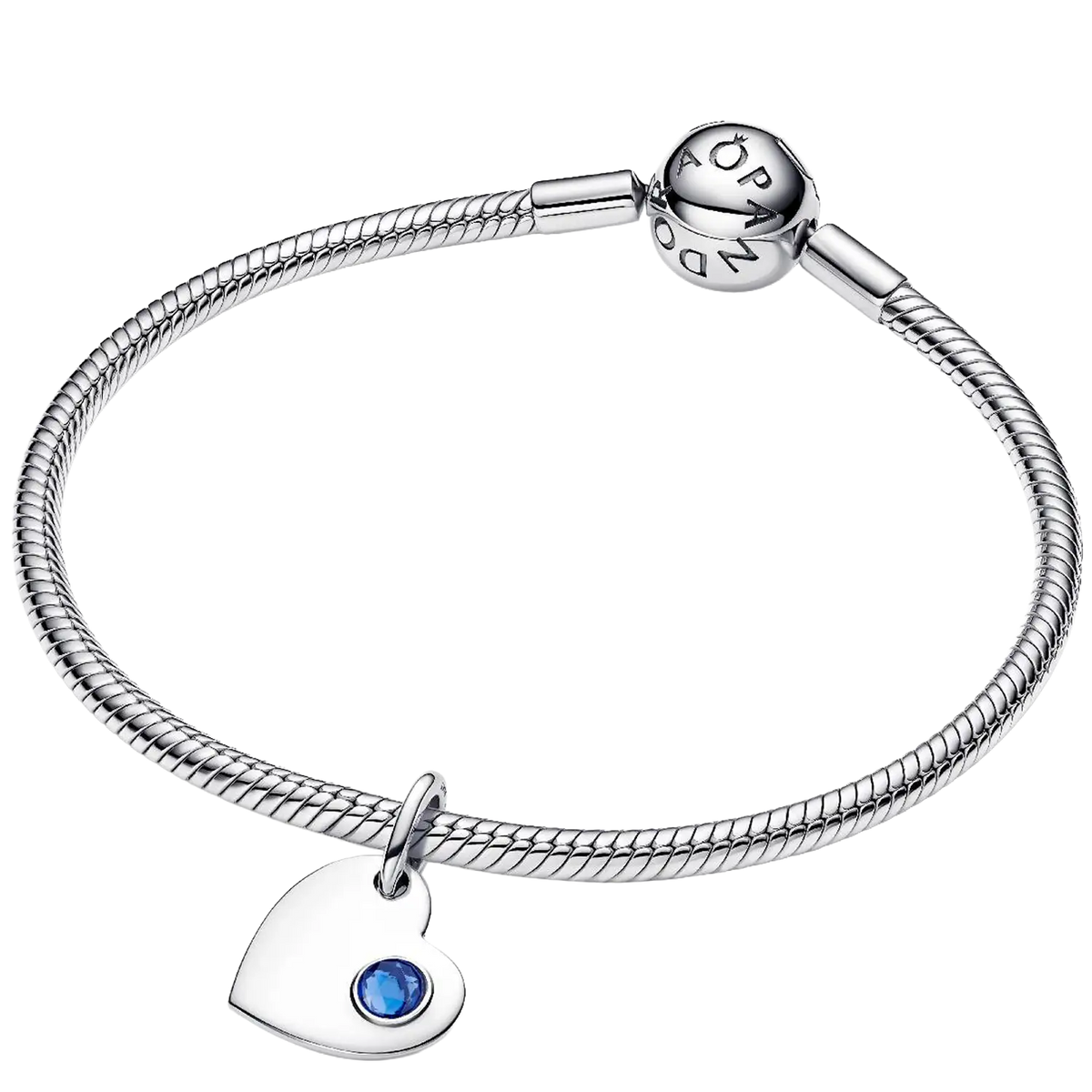 Pandora September Gravierbares Herz Blauer Stein Charm-Anhänger