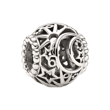 Pandora Moments Offen gearbeitetes Sonne, Mond & Sterne Charm
