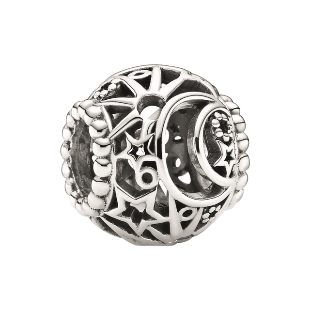 Pandora Moments Offen gearbeitetes Sonne, Mond & Sterne Charm