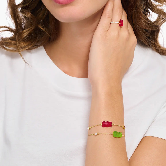 Thomas Sabo Armband mit rotem Goldbären vergoldet